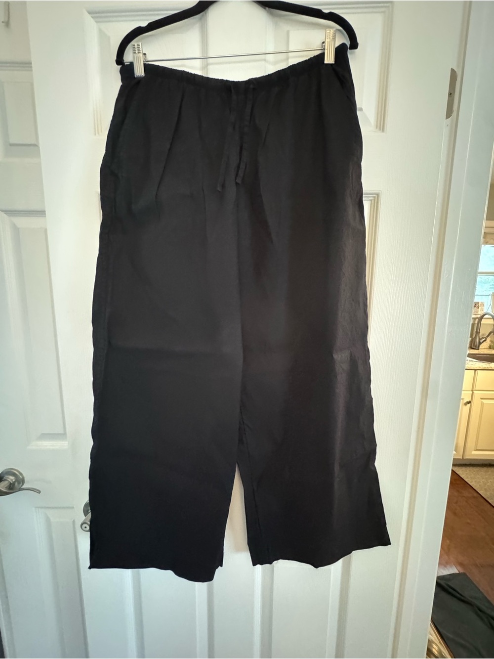 Athleta Black Wide-Leg Drawstring Sweatpants